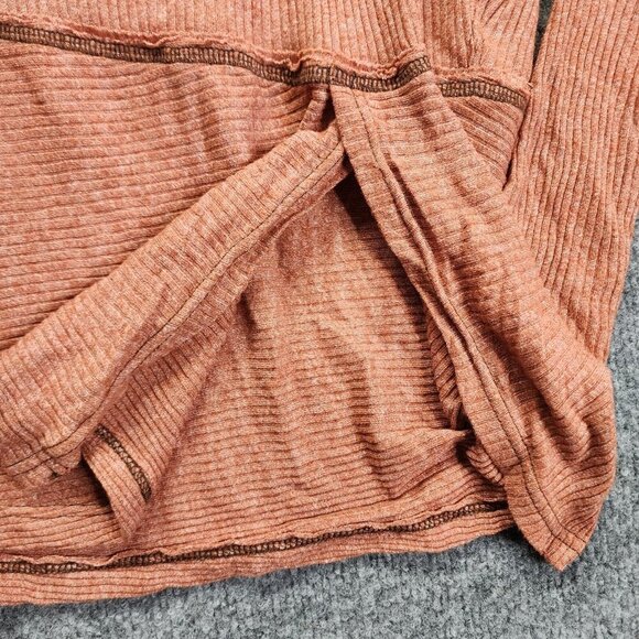 We The Free/Free People Rust Brown Oversized Waffle Knit Open Neck Top XS - Picture 4 of 12